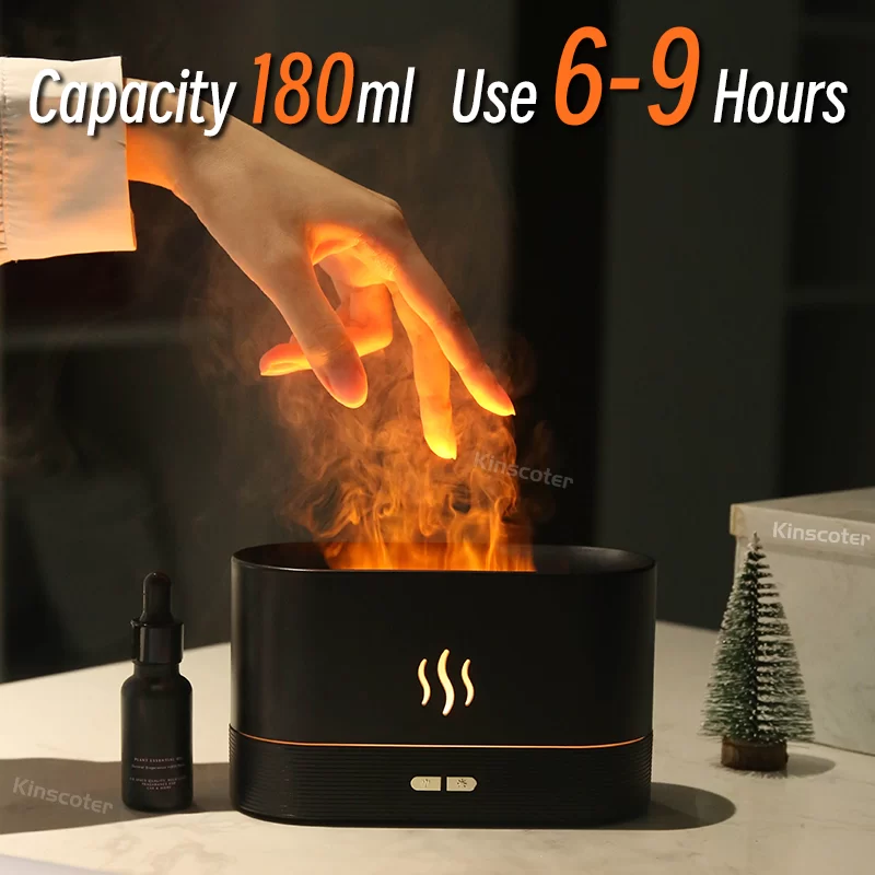 RGB Flame Aroma Diffuser Humidifier USB Desktop Simulation Light Aromatherapy Purifier Air for Bedroom With 7 Colors_2