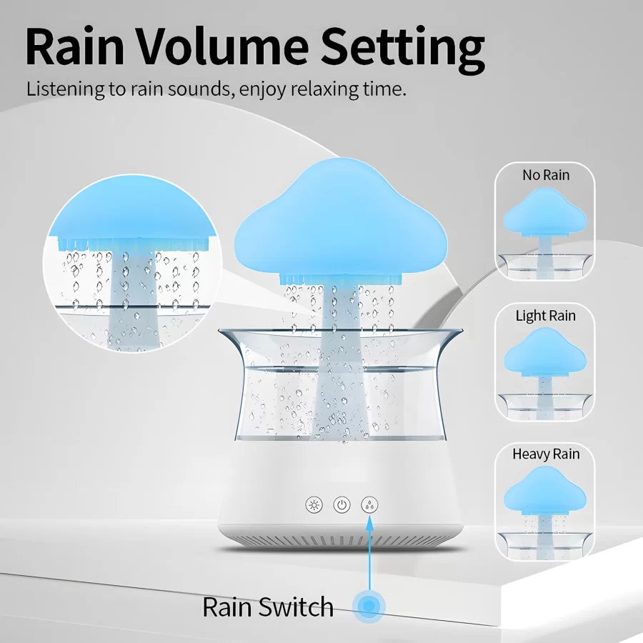 300ml Ultrasonic Humidifier Rain Cloud Humidifier Water Drip 5H Timer Aromatherapy Essential Oils Diffuser with LED Night Light_2