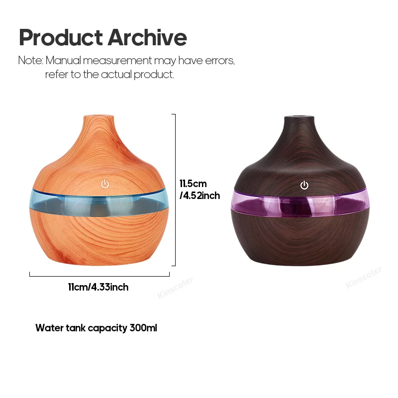 Wood Grain Humidifier 300ml USB Aroma Diffuser Atomizer USB Household Humidifier Hydrating Instrument Desktop Humidifier_6