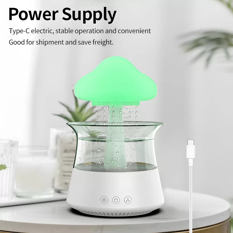 300ml Ultrasonic Humidifier Rain Cloud Humidifier Water Drip 5H Timer Aromatherapy Essential Oils Diffuser with LED Night Light_3