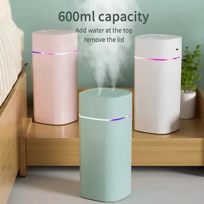 Xiaomi USB Air Humidifier 600ml With Dual Spout Essential Oil Diffuser Cool Mist Maker Silent Night Light For Home Car Office_2