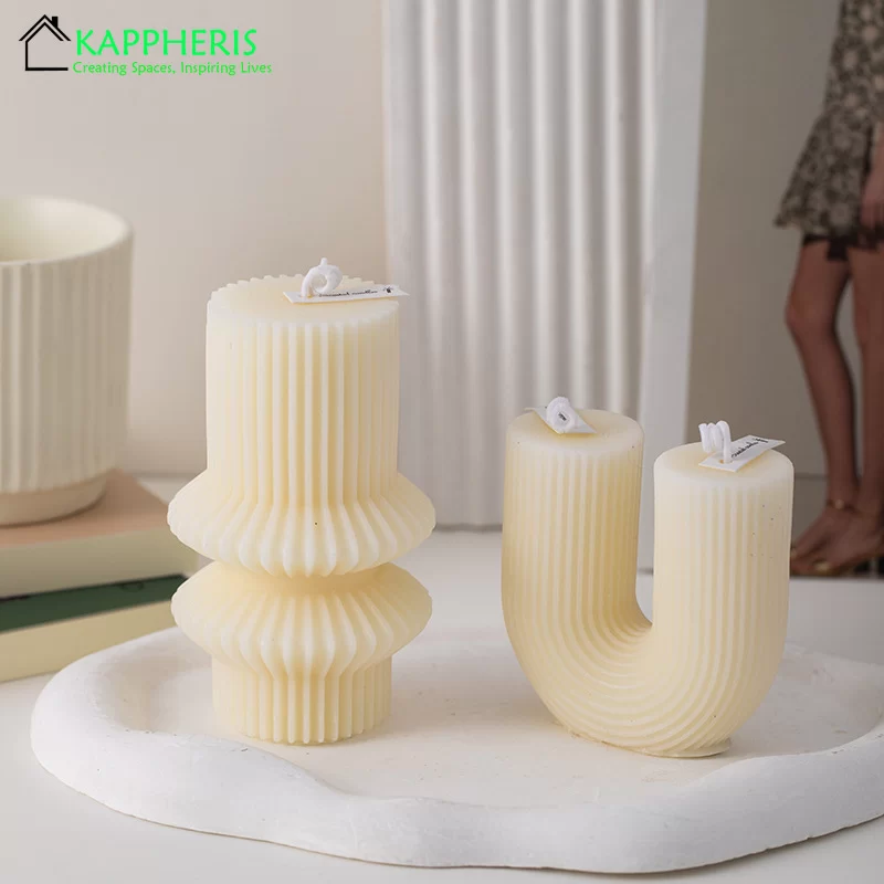 U Shaped Candle Scented Candles Ribbed Aesthetic Home Decorative Candles Smokeless Personalized Candles Guest Gift Lot_5