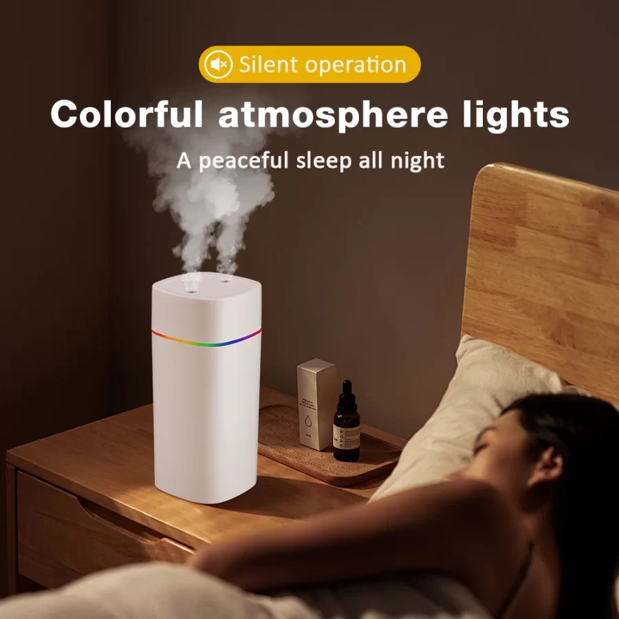 Air Humidifier Double Spray Port Essential Oil Aromatherapy Humidifier Mute Atomizer Colorful Lights For Home Office Car_4