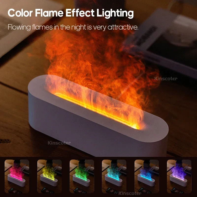 Essential Oil Aroma Diffuser Flame Air Humidifier Ultrasonic Cool Mist Difusor with   Realistic Fire Night Light_3