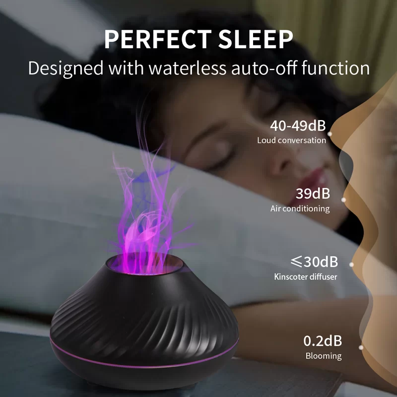 New Volcanic Aroma Diffuser 130ml Ultra Quiet Household Aroma Essential Oil Diffuser with Color Flame Night Light for Home Room_4