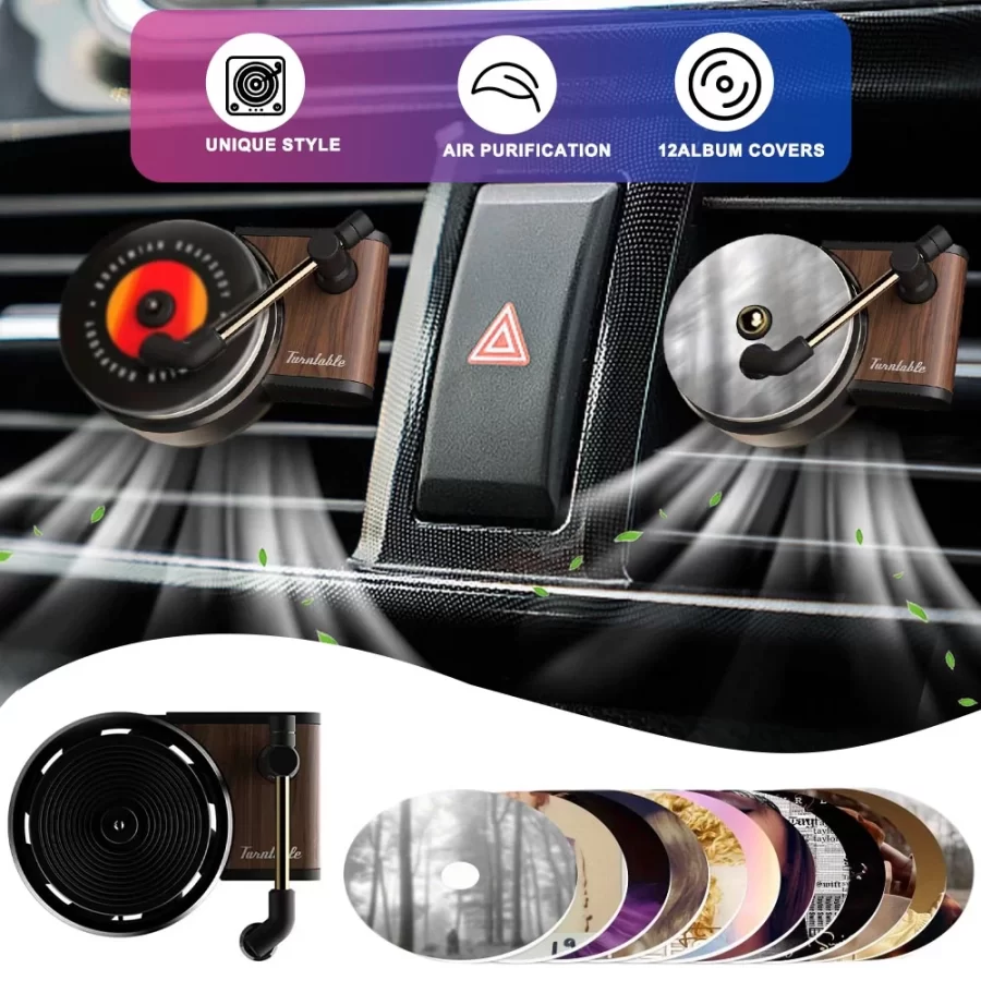 Car Air Freshener for Air Vent Fragrance Diffusers Clips Gramophone Shaped 12 Rotary Aromatherapy Tablets Decoration Accessories_1