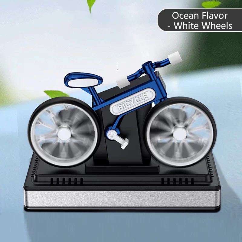 Solar car air fresheners rotating bicycle decoration bike diffuser perfume accessories energy power aroma ornament fragrance fun_8