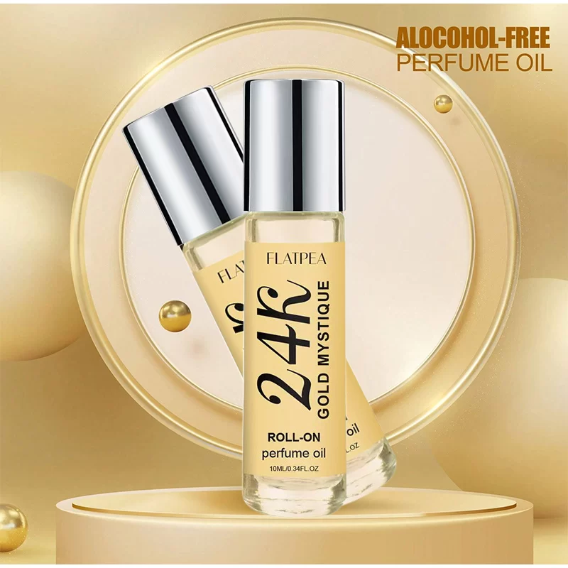 24k Gold Brand Perfume Luxury Roller Ball Design Perfume Oil No Alcohol Long-lasting Fragranc Floral Scent 10ml Dating Deodorant_5