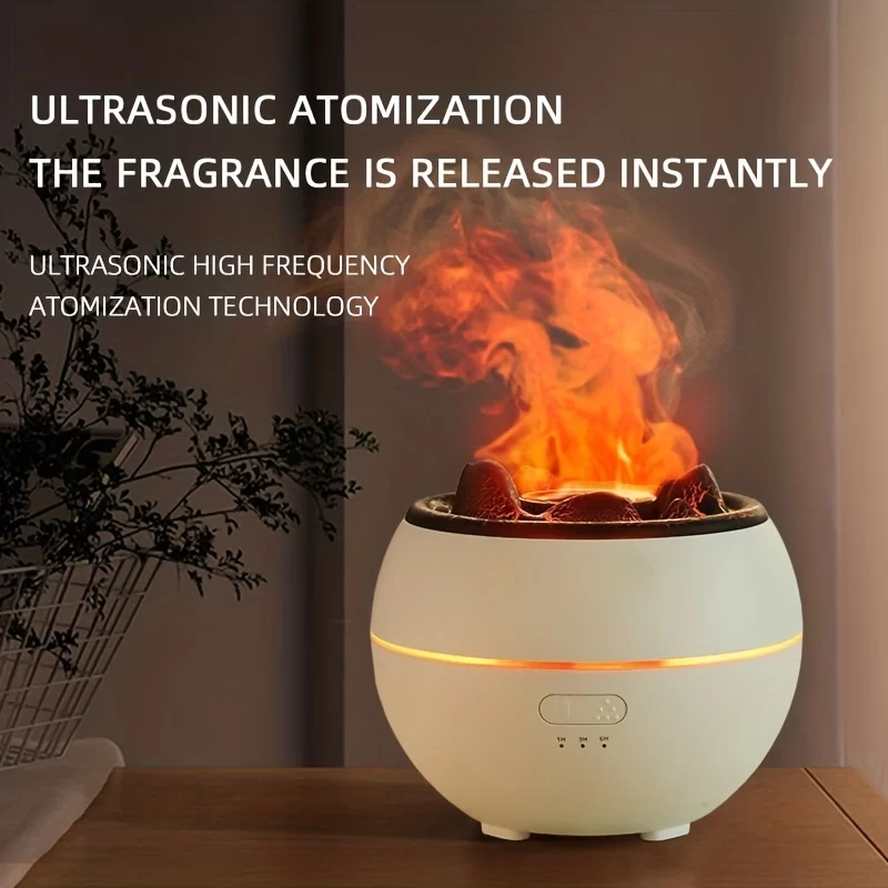 New style 360ml 7 colors fire flame Cool Mist humidifier Aroma Essential Oil h2o USB air Diffuser Volcano humidifier_4