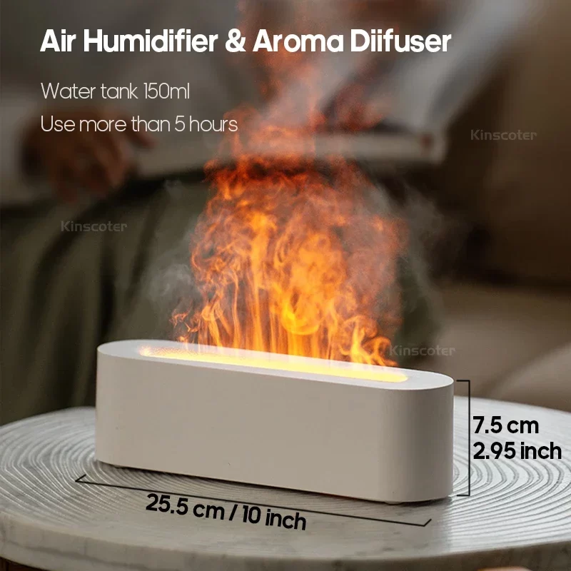 Essential Oil Aroma Diffuser Flame Air Humidifier Ultrasonic Cool Mist Difusor with   Realistic Fire Night Light_2