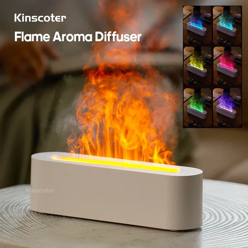 Essential Oil Aroma Diffuser Flame Air Humidifier Ultrasonic Cool Mist Difusor with   Realistic Fire Night Light_1