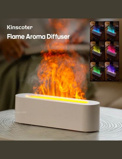 Essential Oil Aroma Diffuser Flame Air Humidifier Ultrasonic Cool Mist Difusor with   Realistic Fire Night Light