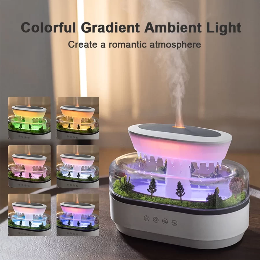 Aroma Humidifier Raindrop Landscape Air Humidifier With Night Light Desktop Fragrance Spray Essemtial Oil Diffuser Mist Maker_5