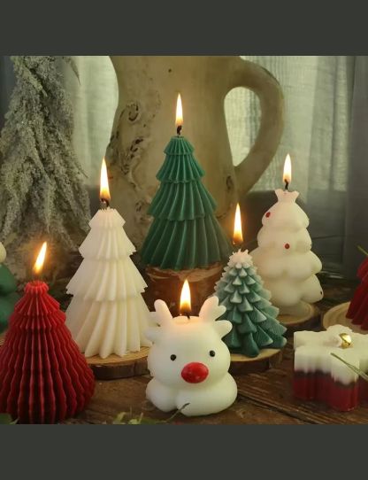 Geometric Pine Silicone Candle 3D Mold Christmas Tree Scented Candles Silicone Mold DIY Aromath Candle Soap Making Tools Craft