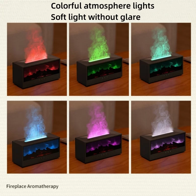 Creative Fireplace Air Humidifier Waterless Auto-Off Aroma Essential Oil Diffuser with LED Light & Remote Control for Home Gift_3