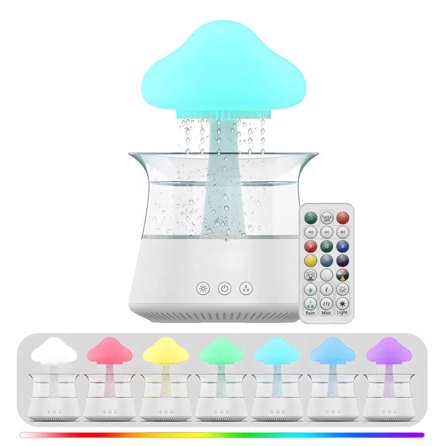 300ml Ultrasonic Humidifier Rain Cloud Humidifier Water Drip 5H Timer Aromatherapy Essential Oils Diffuser with LED Night Light_7