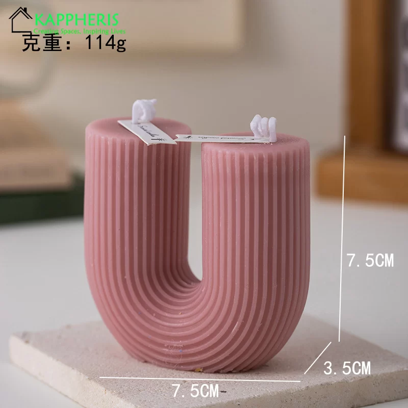 U Shaped Candle Scented Candles Ribbed Aesthetic Home Decorative Candles Smokeless Personalized Candles Guest Gift Lot_9