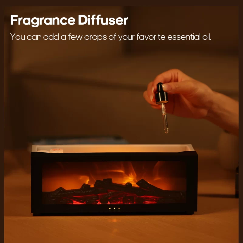 Simulated Fireplace Aroma Diffuser Essential Oil Diffuser Air Humidifier w/ Remote & Colorful Night Light for Home Creative Gift_5