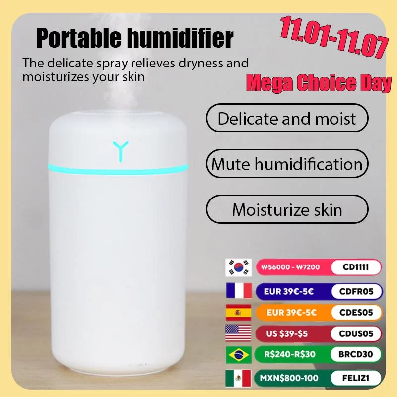 420ml Air Humidifier Portable USB Aroma Oil Diffuser with Colorful Light Cool Mist Sprayer For Bedroom Home Office Car Purifier_1