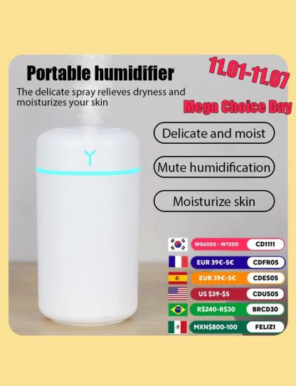 420ml Air Humidifier Portable USB Aroma Oil Diffuser with Colorful Light Cool Mist Sprayer For Bedroom Home Office Car Purifier