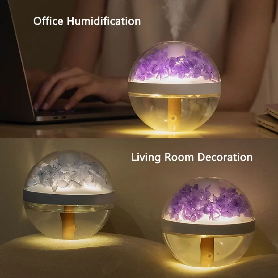 Eternal Flower Humidifier Dual-USB Battery Charger Mini Home Atmosphere Light Creative Festival Gift Artificial Flower Diffuser_4