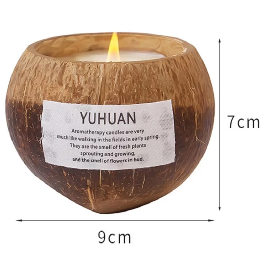 300g Coconut Shell Scented Sandle Essential Oil Fragrance Ornament hand-made coconut shell scented candle can burn more than 50_5