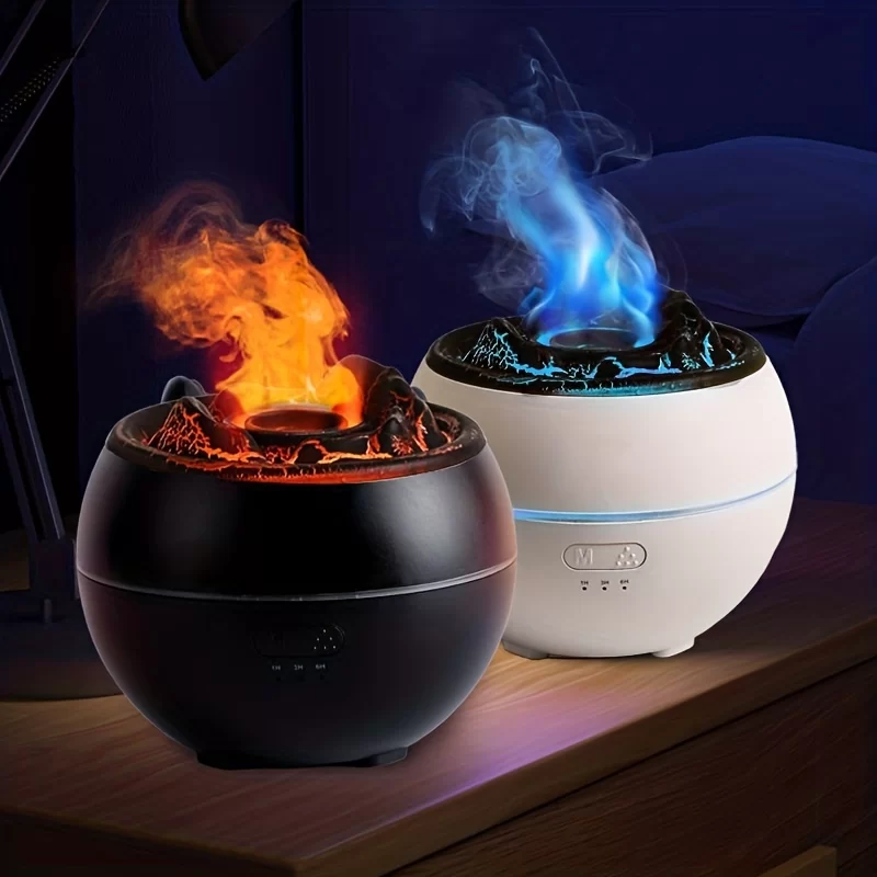 New style 360ml 7 colors fire flame Cool Mist humidifier Aroma Essential Oil h2o USB air Diffuser Volcano humidifier_2