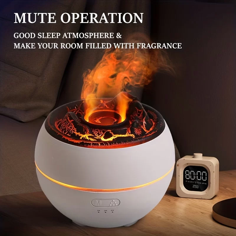 New style 360ml 7 colors fire flame Cool Mist humidifier Aroma Essential Oil h2o USB air Diffuser Volcano humidifier_5