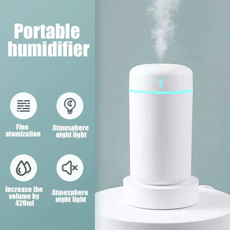 420ml Air Humidifier Portable USB Aroma Oil Diffuser with Colorful Light Cool Mist Sprayer For Bedroom Home Office Car Purifier_7