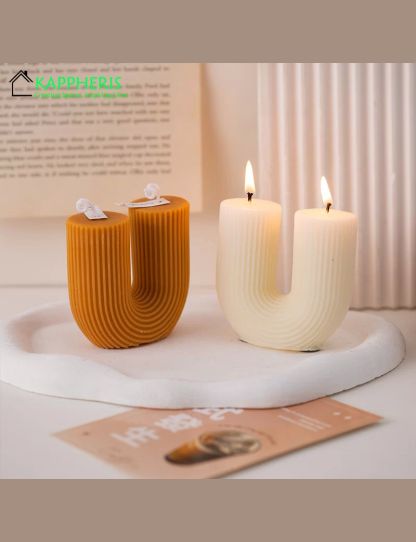 U Shaped Candle Scented Candles Ribbed Aesthetic Home Decorative Candles Smokeless Personalized Candles Guest Gift Lot