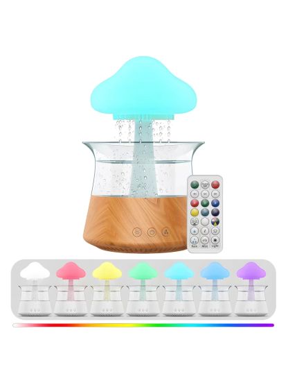 300ml Ultrasonic Humidifier Rain Cloud Humidifier Water Drip 5H Timer Aromatherapy Essential Oils Diffuser with LED Night Light