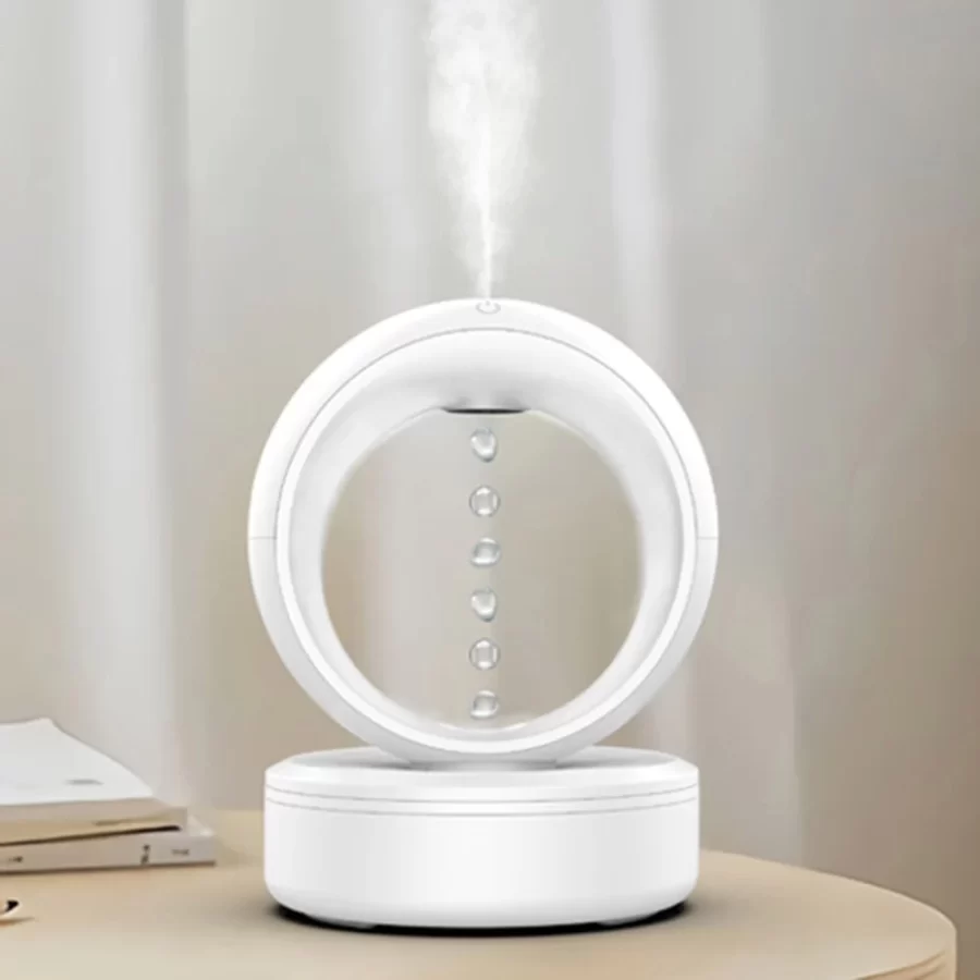 Portable Desktop Humidifier Low Noise 680ml Anti-gravity Water Drop Humidifier with White Light for Bedroom Home Office_1