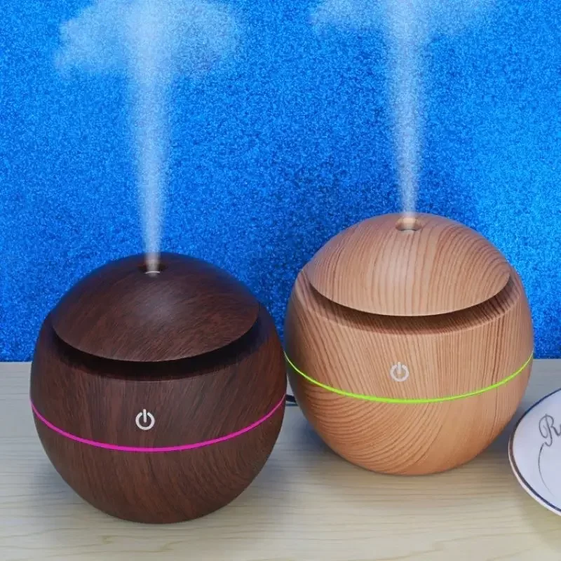 Wood grain vase humidifier Diffuser USB car office home colorful night light silent humidification_4