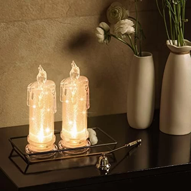 4PCS LED Flameless Candles ,LED Clearance Pillar Candles, Battery Included,Decoracion For Halloween Christmas White_2