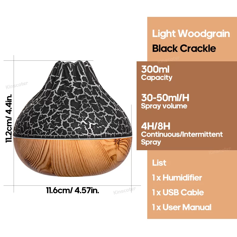 Volcano Air Ultrasonic Humidifier 300ml Portable Mist Diffuser Household Usb Electric Sprayer Atomizer Purifier Night Light_8