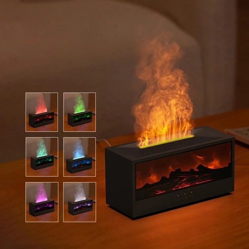 Creative Fireplace Air Humidifier Waterless Auto-Off Aroma Essential Oil Diffuser with LED Light & Remote Control for Home Gift_1