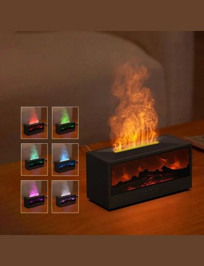 Creative Fireplace Air Humidifier Waterless Auto-Off Aroma Essential Oil Diffuser with LED Light & Remote Control for Home Gift