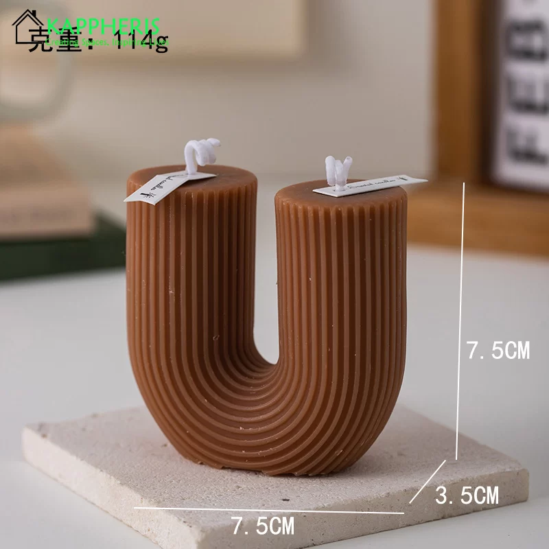 U Shaped Candle Scented Candles Ribbed Aesthetic Home Decorative Candles Smokeless Personalized Candles Guest Gift Lot_8