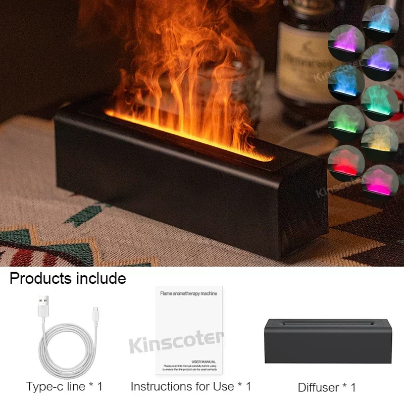 Essential Oil Aroma Diffuser Flame Air Humidifier Ultrasonic Cool Mist Difusor with   Realistic Fire Night Light_9