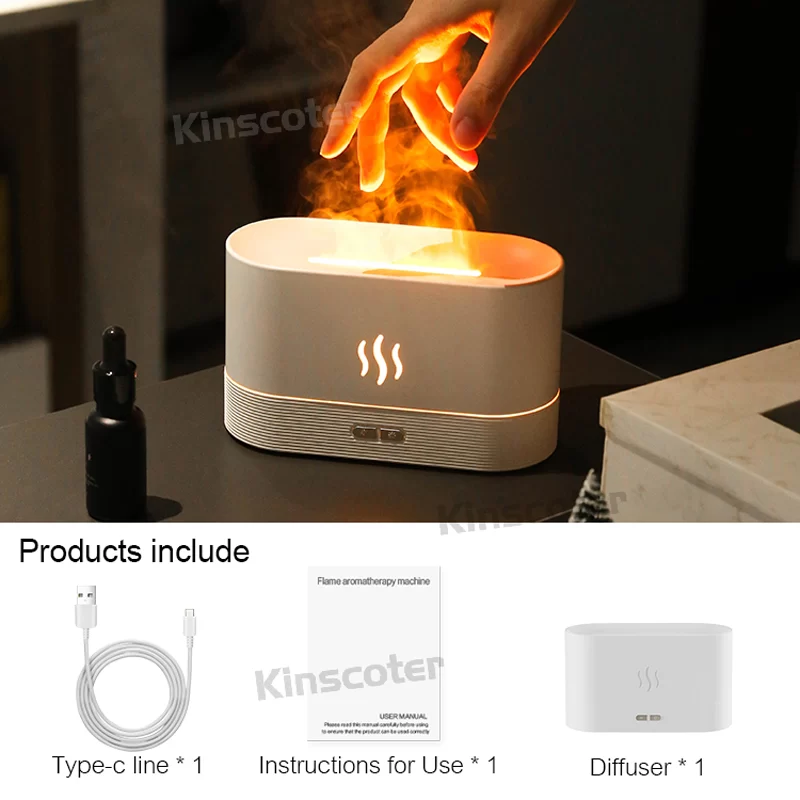 RGB Flame Aroma Diffuser Humidifier USB Desktop Simulation Light Aromatherapy Purifier Air for Bedroom With 7 Colors_9