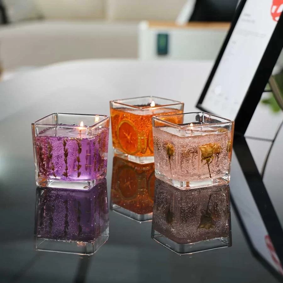 Classic Large Bottle Premium Floral Aroma Scented Candle, 550G Lavender/Rose/Orange Aroma Candle, Real Flower Inlay, Fragrant, E_6