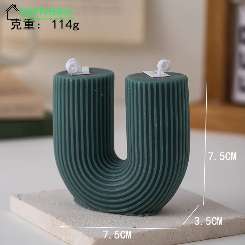 U Shaped Candle Scented Candles Ribbed Aesthetic Home Decorative Candles Smokeless Personalized Candles Guest Gift Lot_10