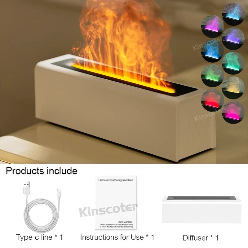 Essential Oil Aroma Diffuser Flame Air Humidifier Ultrasonic Cool Mist Difusor with   Realistic Fire Night Light_8