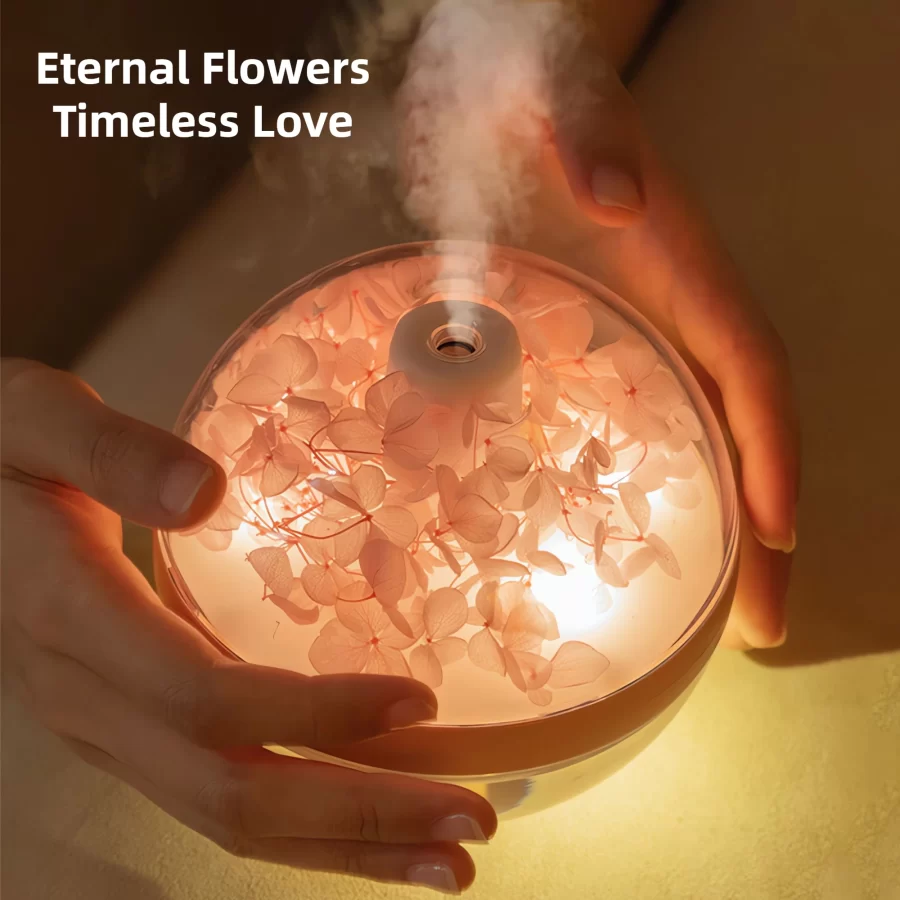 Eternal Flower Humidifier Dual-USB Battery Charger Mini Home Atmosphere Light Creative Festival Gift Artificial Flower Diffuser_1