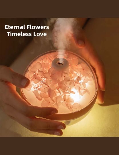 Eternal Flower Humidifier Dual-USB Battery Charger Mini Home Atmosphere Light Creative Festival Gift Artificial Flower Diffuser