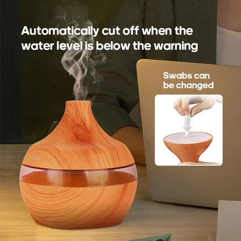 Wood Grain Humidifier 300ml USB Aroma Diffuser Atomizer USB Household Humidifier Hydrating Instrument Desktop Humidifier_2