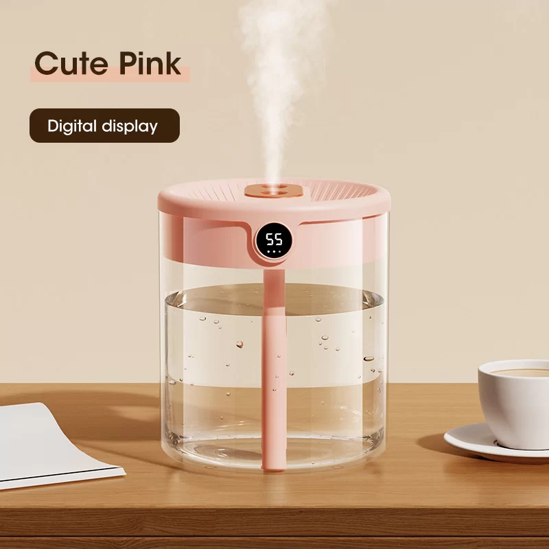 2L Air Humidifier Large Capacity With LCD Humidity Display Night Light Double Nozzle Aroma Essential Oil Diffuser For Home Offic_7