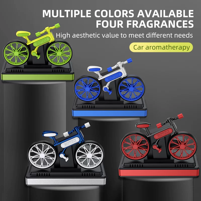 Solar car air fresheners rotating bicycle decoration bike diffuser perfume accessories energy power aroma ornament fragrance fun_2