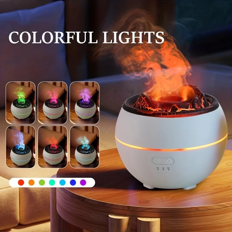 New style 360ml 7 colors fire flame Cool Mist humidifier Aroma Essential Oil h2o USB air Diffuser Volcano humidifier_1