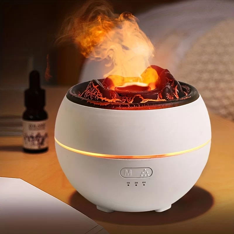 New style 360ml 7 colors fire flame Cool Mist humidifier Aroma Essential Oil h2o USB air Diffuser Volcano humidifier_3